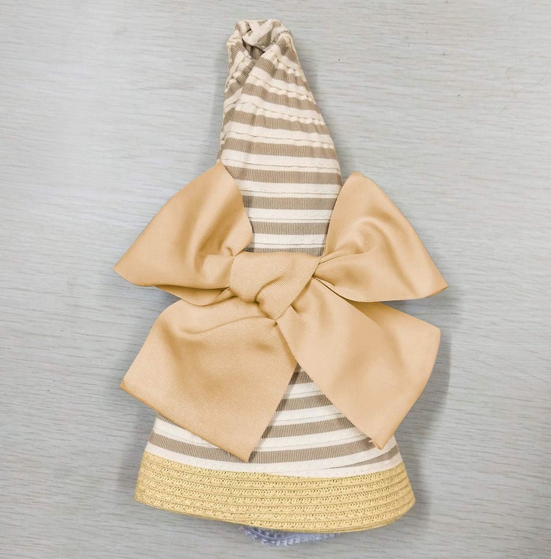 Connectyle Kids Summer Beach Sun Hat with Bow Wide Brim Bucket Hat for Girl Sun Caps L Champagne - Image 5